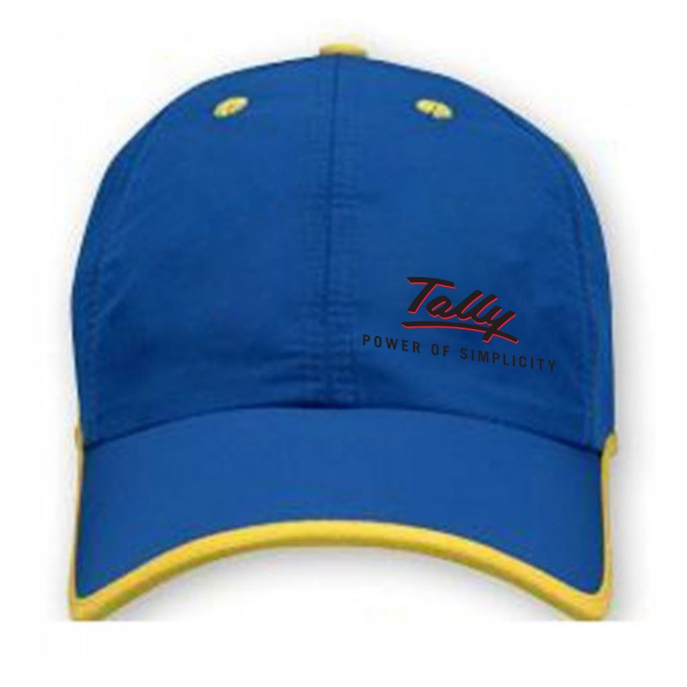 Blue cap with yellow detailing