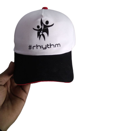 Black and white cap with #rytham emblem