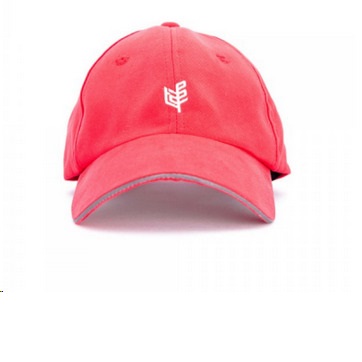 Red cap with white emblem