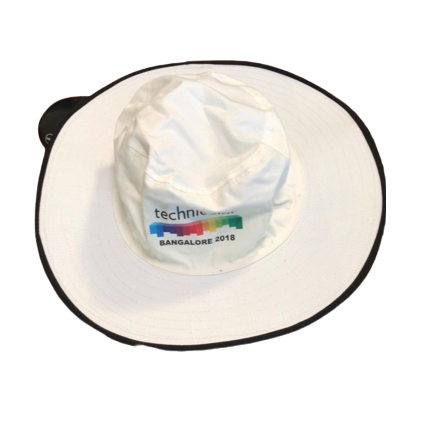 White round cap with black border